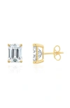 Crislu Emerald Cut Cubic Zirconia Stud Earrings In Gold