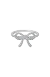 Crislu Fairy Tale Pavé Cubic Zirconia Bow Ring In Silver