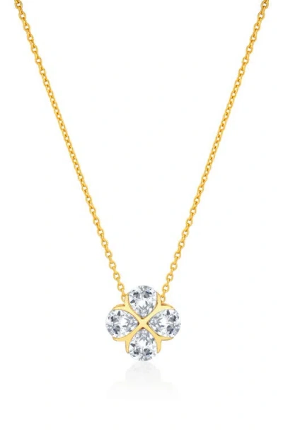 Crislu Four Stone Pendant Necklace In Gold