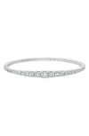 Crislu Graduated Round Cubic Zirconia Flex Bracelet In Silver