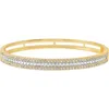 Crislu Luminous Baguette Cubic Zirconia Bangle In Gold