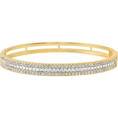 Crislu Luminous Baguette Cubic Zirconia Bangle In Gold