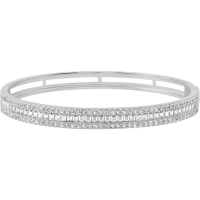 Crislu Luminous Baguette Cubic Zirconia Bangle In Silver