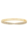 Crislu Luminous Crossed Cubic Zirconia Bangle In Gold