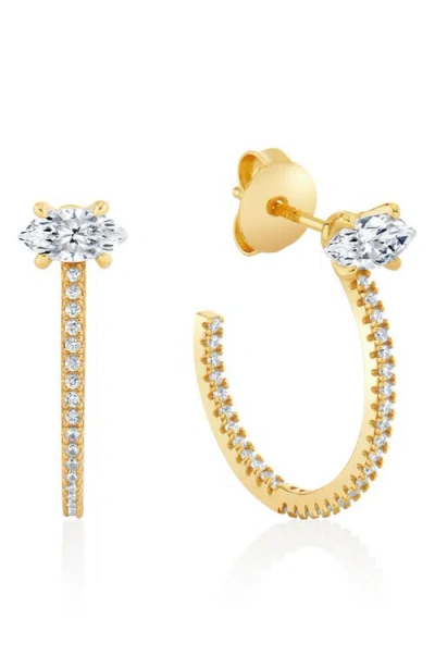 Crislu Marquise-cut Pavé Cubic Zirconia Huggie Hoop Earrings In Gold