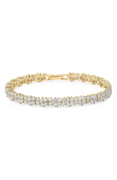 Crislu Multi Cluster Cubic Zirconia Bracelet In Gold