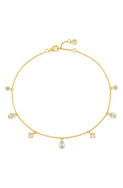Crislu Multicut Cubic Zirconia Charm Anklet In Gold