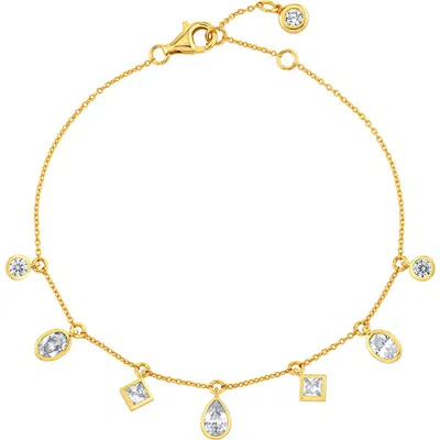 Crislu Multicut Cubic Zirconia Charm Bracelet In Gold