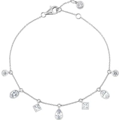 Crislu Multicut Cubic Zirconia Charm Bracelet In Pink