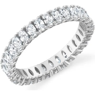 Crislu Oval Cubic Zirconia Eternity Band Ring In Silver