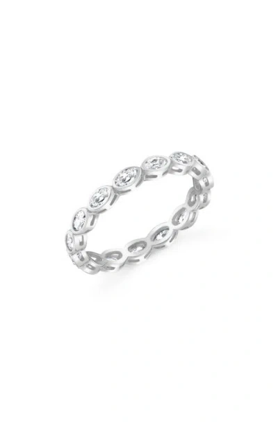 Crislu Oval Cut Cubic Zirconia Eternity Ring In Silver