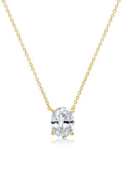 Crislu Oval Cut Cubic Zirconia Pendant Necklace In Gold