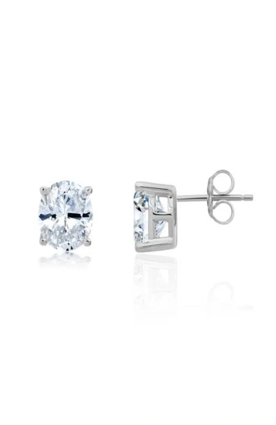 Crislu Oval Cut Cubic Zirconia Stud Earrings In Metallic