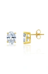 Crislu Oval Cut Cubic Zirconia Stud Earrings In Gold