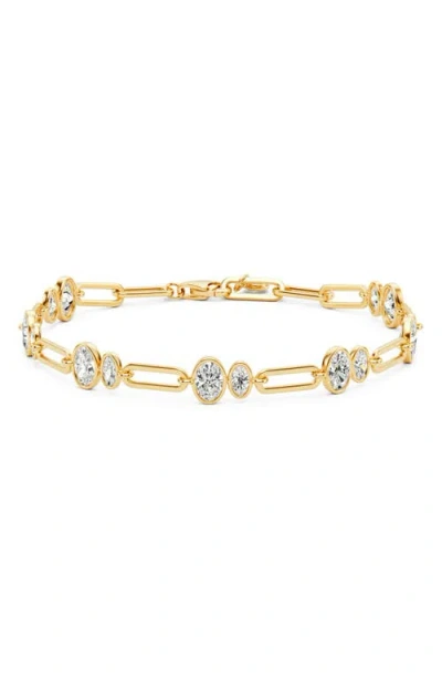Crislu Oval Link Paperclip Chain Bracelet In 18 Kt Yellow Gold Clear Cz