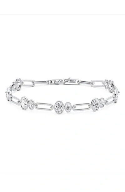 Crislu Oval Link Paperclip Chain Bracelet In Pure Platinum Clear Cz