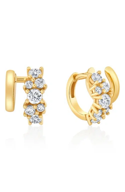 Crislu Pavé Cubic Zirconia Cluster Huggie Hoop Earrings In Gold