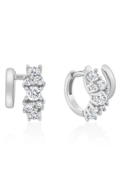 Crislu Pavé Cubic Zirconia Cluster Huggie Hoop Earrings In Metallic