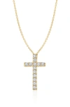 Crislu Pavé Cubic Zirconia Cross Pendant Necklace In Gold