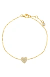 Crislu Pavé Cubic Zirconia Heart Bracelet In Gold