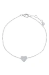 Crislu Pavé Cubic Zirconia Heart Bracelet In Silver