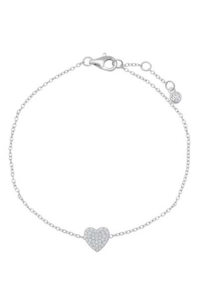 Crislu Pavé Cubic Zirconia Heart Bracelet In Silver