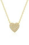 Crislu Pavé Cubic Zirconia Heart Pendant Necklace In Gold