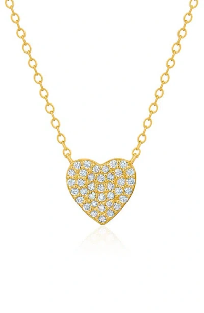 Crislu Pavé Cubic Zirconia Heart Pendant Necklace In Gold