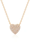 Crislu Pavé Cubic Zirconia Heart Pendant Necklace In Gold