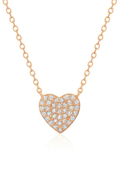 Crislu Pavé Cubic Zirconia Heart Pendant Necklace In Gold
