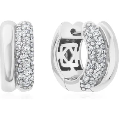 Crislu Pavé Double Huggie Hoop Earrings In Gold