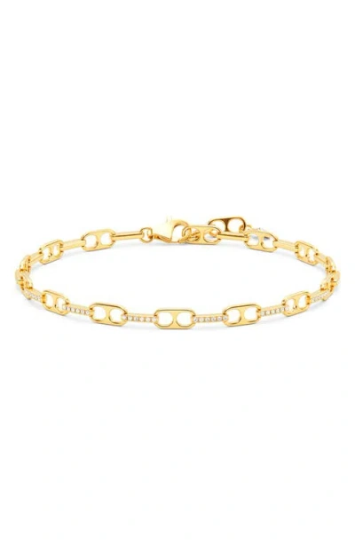 Crislu Pavé Link Paperclip Bracelet In Yellow