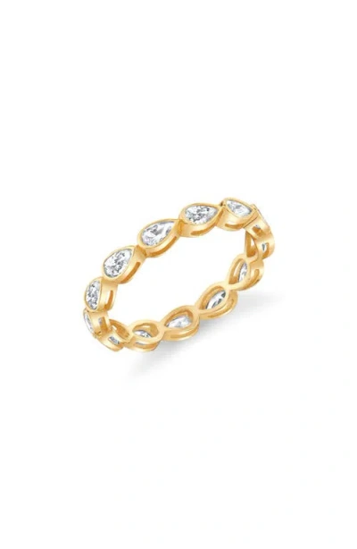 Crislu Pear-cut Cubic Zirconia Eternity Band Ring In Gold