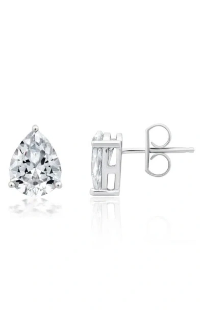 Crislu Pear Cut Cubic Zirconia Stud Earrings In Metallic