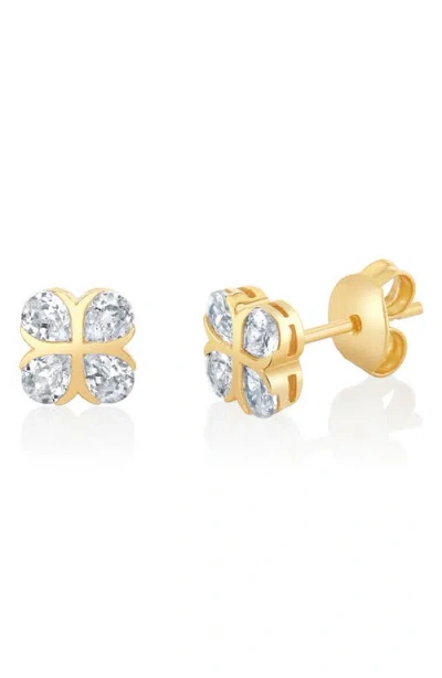 Crislu Pear Shape 4-stone Stud Earrings In Gold