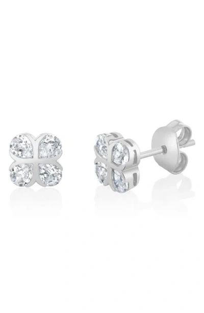 Crislu Pear Shape 4-stone Stud Earrings In Silver