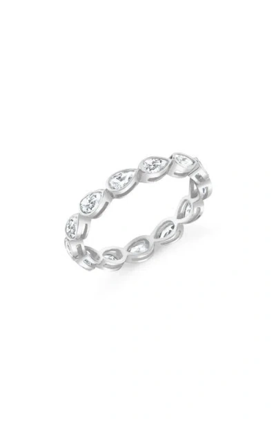 Crislu Pear-cut Cubic Zirconia Eternity Band Ring In Silver