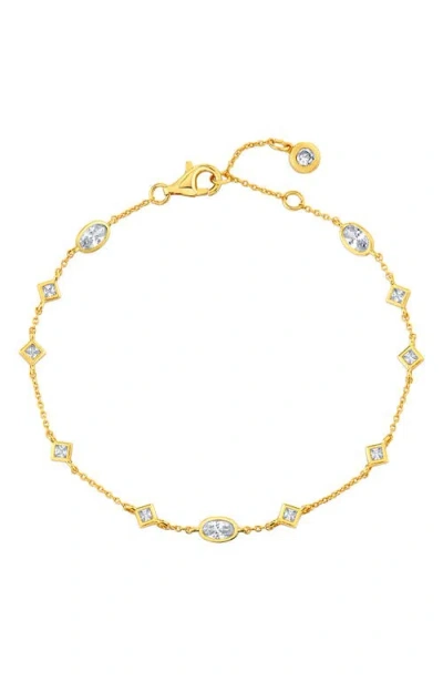 Crislu Princess & Oval Crystal Station Bracelet In Gold