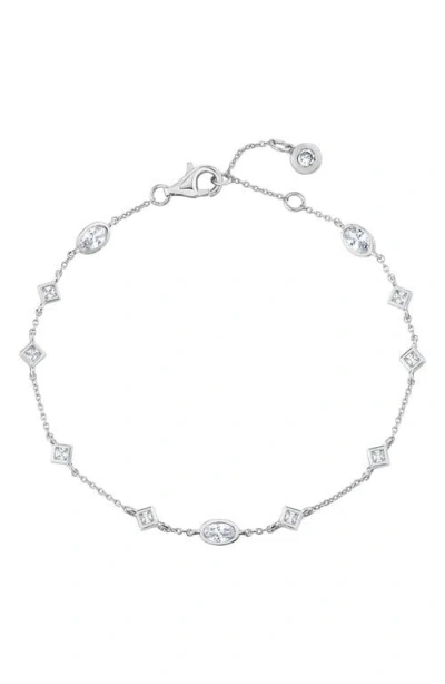 Crislu Princess & Oval Crystal Station Bracelet In Metallic