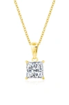 Crislu Princess Cut Cubic Zirconia Pendant Necklace In Gold
