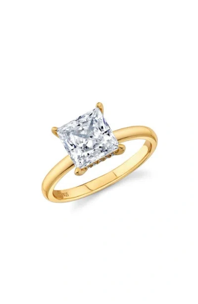 Crislu Princess Cut Cubic Zirconia Solitaire Ring In Gold