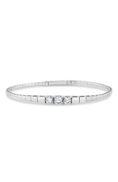 Crislu Pure Flex Graduated Cubic Zirconia Bracelet In Metallic