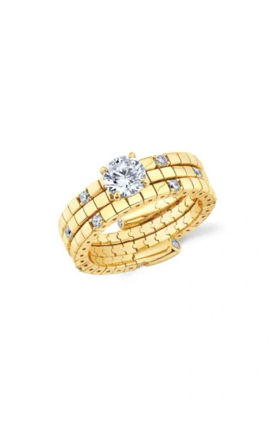 Crislu Pure Flex Solitaire Cubic Zirconia Ring In Gold