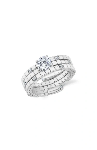 Crislu Pure Flex Solitaire Cubic Zirconia Ring In Metallic