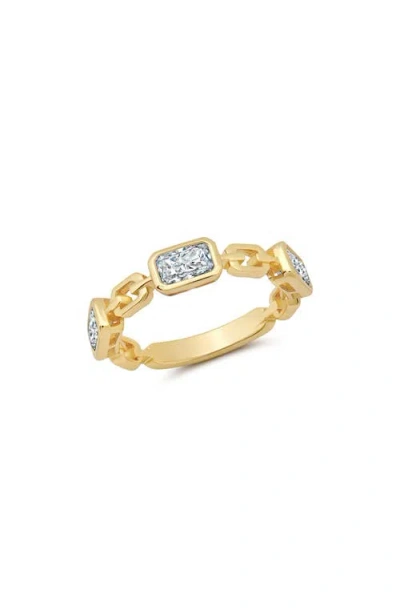 Crislu Radiant Frozen Link Ring In Gold