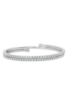 Crislu Round Cubic Zirconia Adjustable Wrap Bracelet In Silver