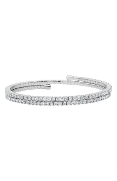 Crislu Round Cubic Zirconia Adjustable Wrap Bracelet In Silver