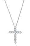 Crislu Round Cubic Zirconia Cross Pendant Necklace In Metallic