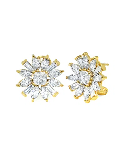 Crislu Silver Cz 18k Over Silver Studs In Gold
