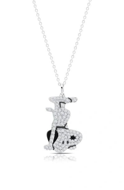 Crislu Snoopy Headstand Pavé Pendant Necklace In Metallic
